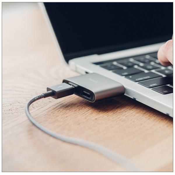 moshi USB-C to Dual USB-A Adapter  (Titanium Gray) USB 3.1 Gen1 ポート x 2   USB-A対応 | moshi | 01