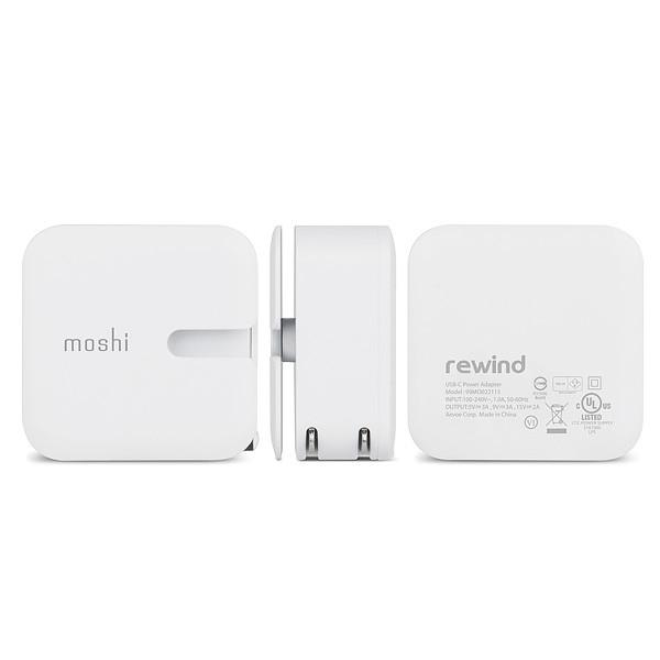 moshi Rewind C モシ リワインド 30W USB-C 電源アダプタ  White ホワイト Nintendo Switch MacBook 12インチ対応 ケーブル別売｜mjsoft｜02