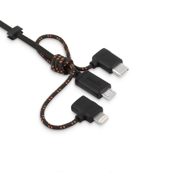 moshi 3-in-1 Universal Charging Cable (Metro Black) USB USB-C Lightning対応 一台三役 充電ケーブル スマートフォン iPhone ドローン Switch | moshi | 01