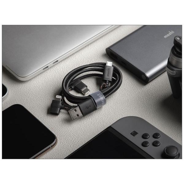 moshi 3-in-1 Universal Charging Cable (Metro Black) USB USB-C Lightning対応 一台三役 充電ケーブル スマートフォン iPhone ドローン Switch | moshi | 05