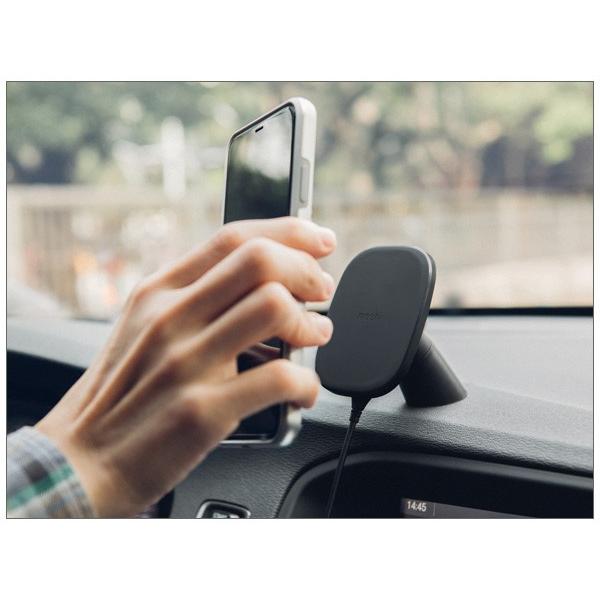 iPhoneケース用 ワイヤレス充電対応 マグネット式カーマウント ハンズフリー moshi 磁石 ブラック moshi SnapTo Car