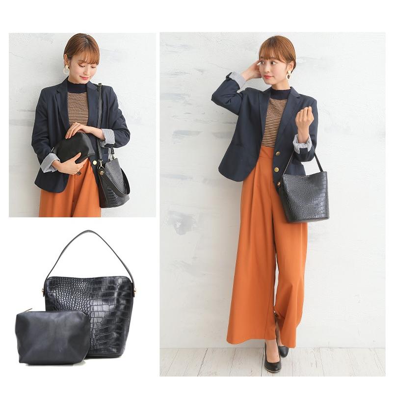 クロコ風 型押し トート トートバッグ ショルダー ショルダーバッグ レディース Bag 2way インバッグ付き シンプル 上品 女性 大人 高級感 お洒落 キレイめ 通勤 370 Baseヤフーショッピング店 通販 Yahoo ショッピング