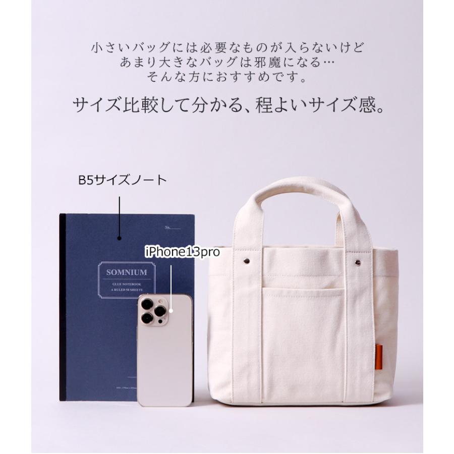 ミニトートバッグ レディース 仕切り キャンバス 帆布 ランチバッグ