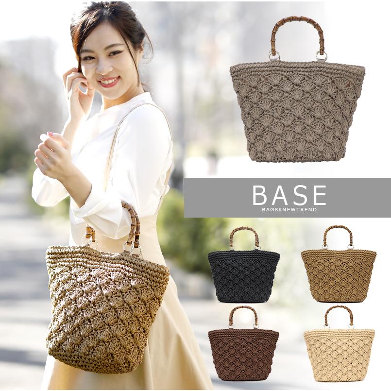 Base ベース 公式 かごバッグ かご トートバッグ かわいい バンブーハンドル レディース ハンドバッグ お洒落 女性 春 夏 サマー バスケット レース Bag 旅行 United Base ヤフーショッピング店 通販 Yahoo ショッピング