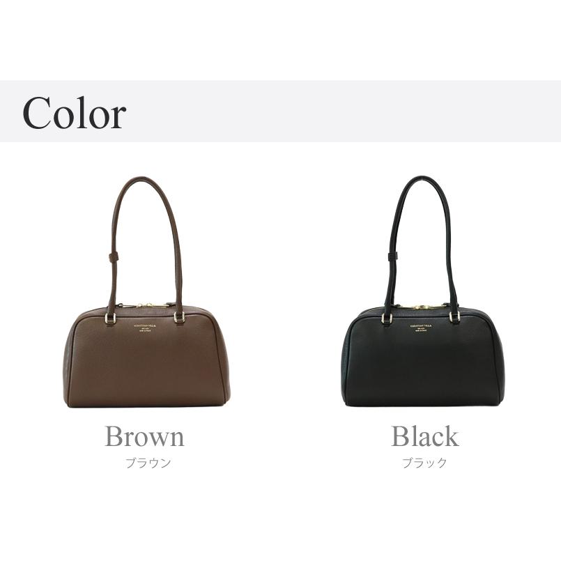 クリスチャンヴィラ　ロングハンドルボストンバッグ(グレー) セール】【CHRISTIAN VILLA】ロングハンドル レザーボストンバッグ 本