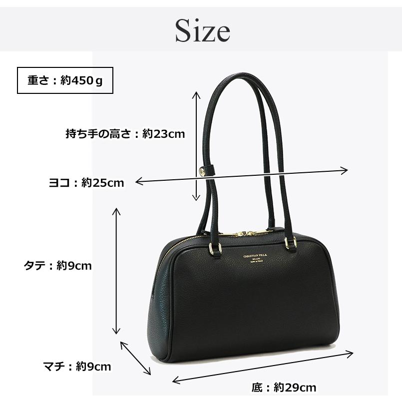 クリスチャンヴィラ　ロングハンドルボストンバッグ(グレー) CHRISTIAN VILLA クリスチャンヴィラ イタリア製 ロングハンドル