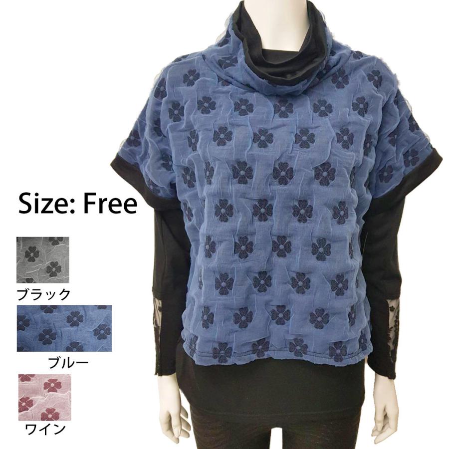 アウター ジャガードトップス 半袖 素材に技あり 半袖トップス １枚で着ても アウターにしてもok 小花刺繍 トップス  ジャガード 秋物 春物 春 秋 |  | 04