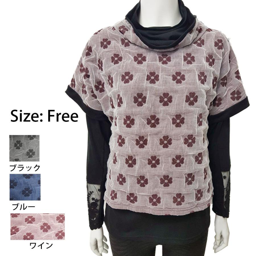 アウター ジャガードトップス 半袖 素材に技あり 半袖トップス １枚で着ても アウターにしてもok 小花刺繍 トップス  ジャガード 秋物 春物 春 秋 |  | 05