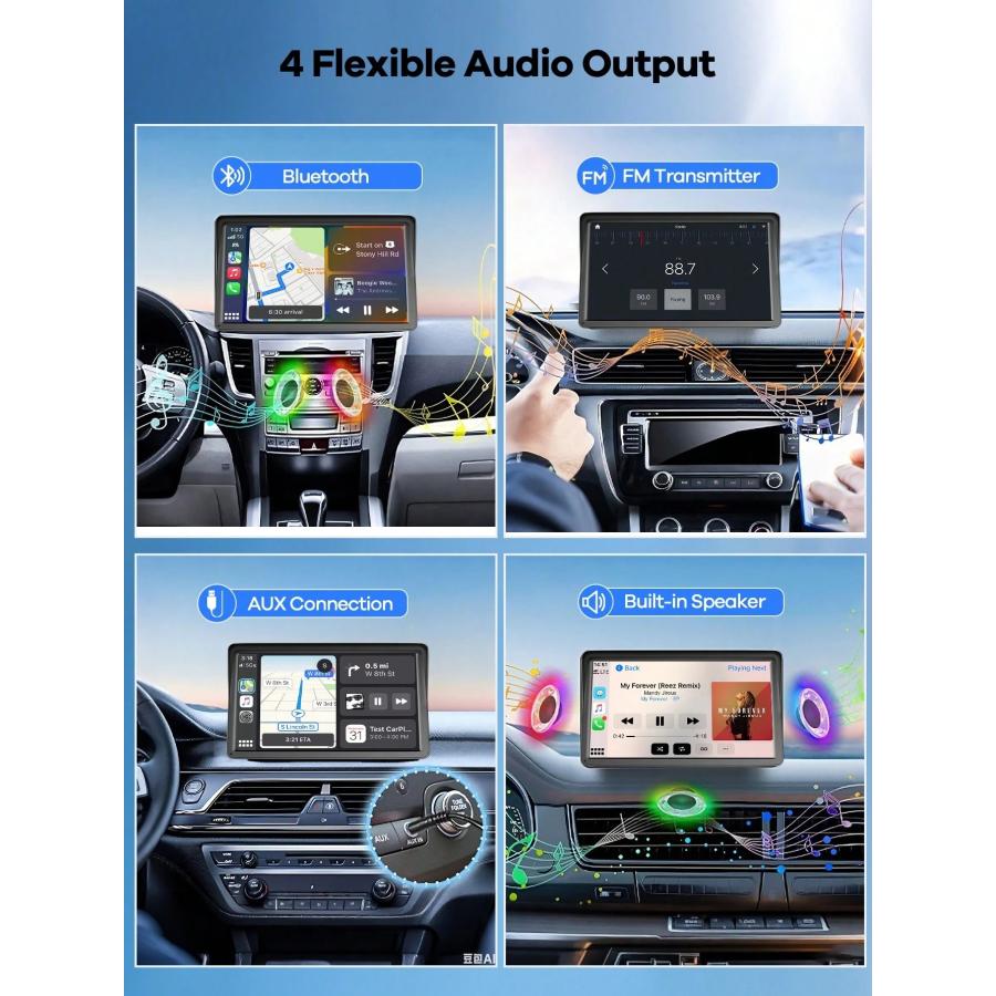 7インチ汎用車載ディスプレイモニター ワイヤレス CarPlay & Android