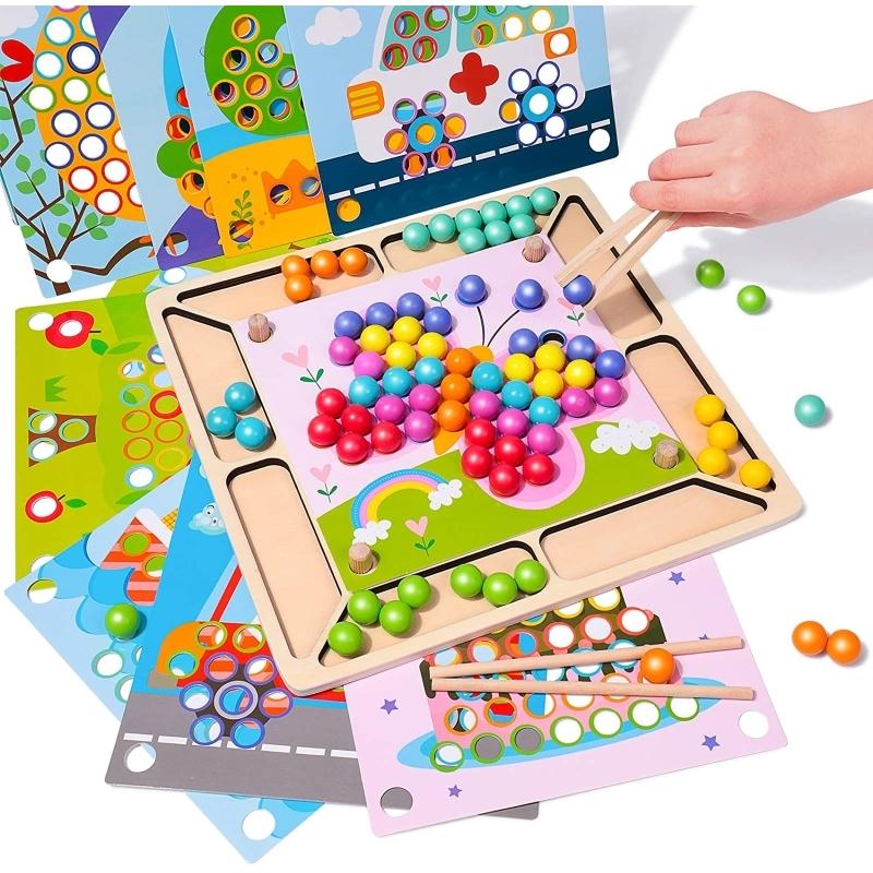 木製おもちゃ ボードゲーム ビーズパズル モンテッソーリのおもちゃ 就学前の教育玩具 記憶トレーニング 子供用パズル 誕生日ギフト 5歳以上 男の子 女の子 El Yomocya 9 Amity Store 通販 Yahoo ショッピング