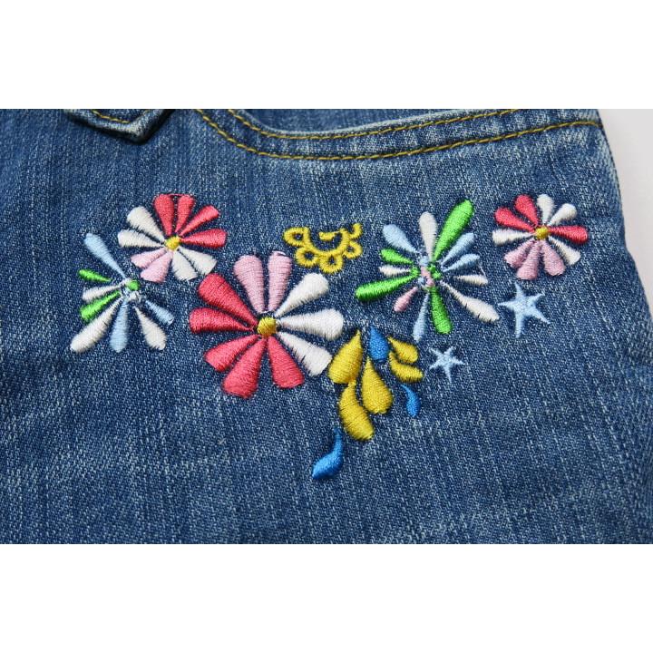 ROXY（ロキシー） デニム サーフワイドフレアデニム 花柄刺繍デニム
