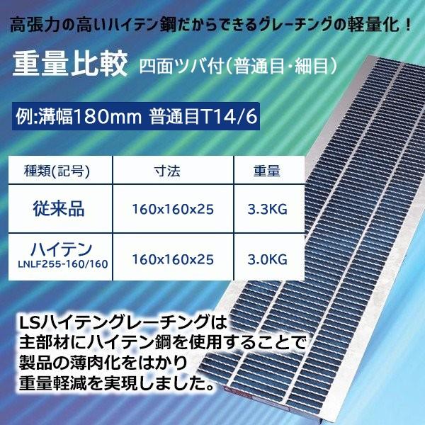 グレーチング 横断溝 U字溝用 四面ツバ付き 溝幅180mm用 普通目 歩道用 ノンスリップ LSハイテン LNLF19-165/165　【個人宅配送不可】｜mk-grating｜06