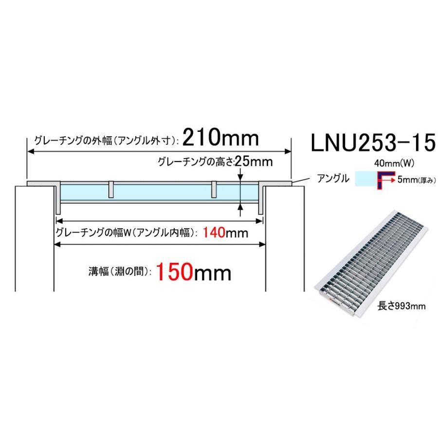 マキテック グレーチング蓋 U字溝 溝蓋 溝幅150mm用 140×993×25mm 適用
