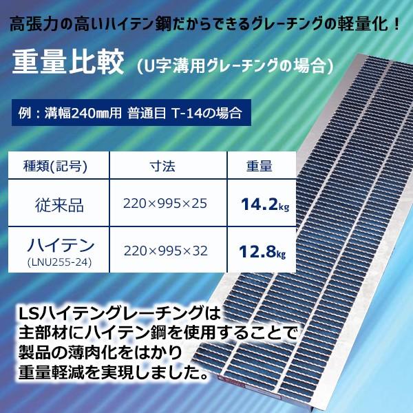 グレーチング 240mm 溝幅 U字溝 普通目 適用荷重 T-2 ノンスリップ LSハイテン LNU253-24　【個人宅配送不可】｜mk-grating｜08