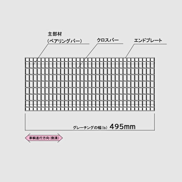 マキテック グレーチング蓋 溝幅 500mm かさ上げ 溝蓋 自由勾配側溝 適
