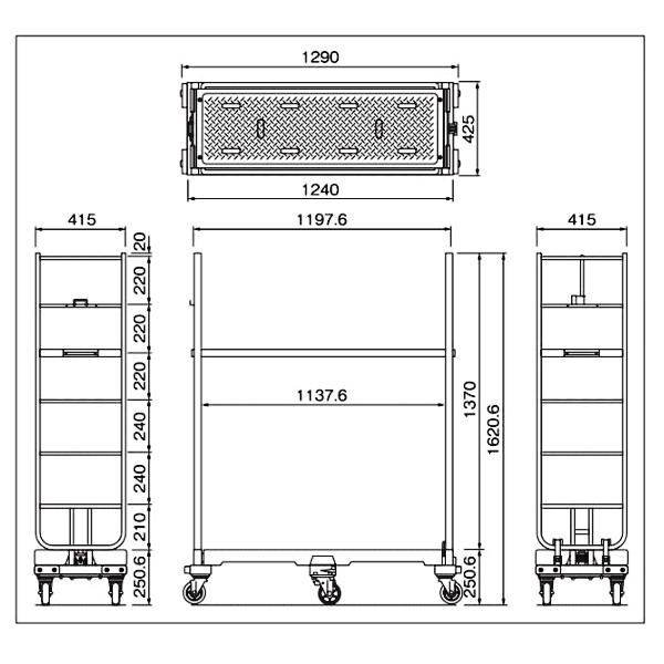 マキテック 六輪台車 6輪台車 スライドカート 6輪カート スリム