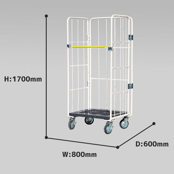 ロールボックスパレット ロールボックス カゴ台車 カゴ車 800×600×1700 底板樹脂 メッシュタイプ MPR-1C | マキテック | 02