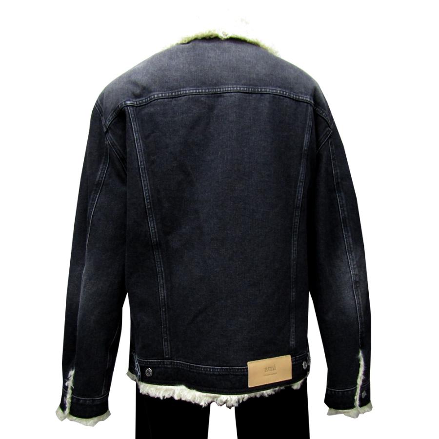 【新品】 ami paris デニムボアジャケット xs 黒　アミパリス アミ パリス ami paris 裏ボア デニム ジャケット メンズ(32004)