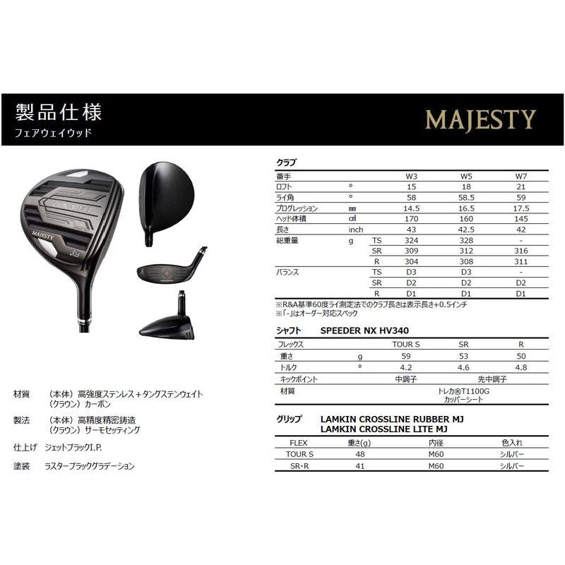 マジェスティ(Majesty) MAJESTY CONQUEST 2022 マジェスティ コンクエスト フェアウェイウッド W7 SPEED マジェスティ Majesty MAJESTY CONQUEST コンクエスト フェアウェイウッド W7 NX HV340 サイズ