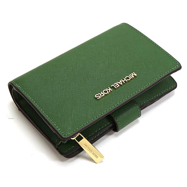35 新品 MICHAEL KORS 折り財布　アマゾングリーン 二つ折り財布 MICHAEL KORS（マイケルコース） 二つ折り財布 レディース MICHAEL