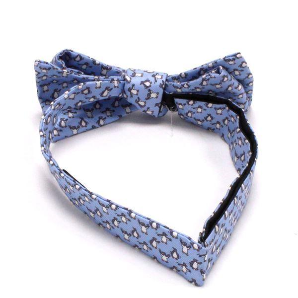 エルメス 蝶ネクタイ メンズ HERMES tie シルク 100% ブルー 845988T