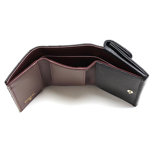 正規品　CHANEL ブラック コンパクト三つ折り財布 CHANEL（シャネル） 三つ折り財布 レディース CHANEL Wallet ミニ財布