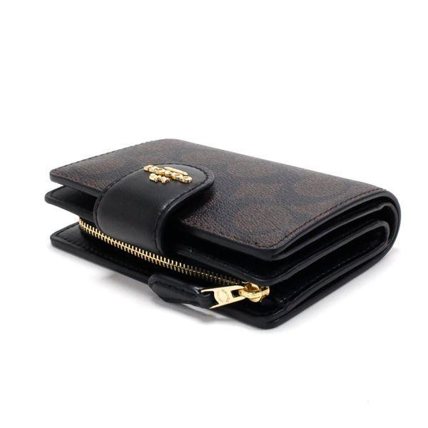 コーチ 二つ折り財布 レディース COACH Wallet シグネチャー ミディアム コーナー ジップ ウォレット ブラウン ブラック C0082 IMAA8 | COACH | 03