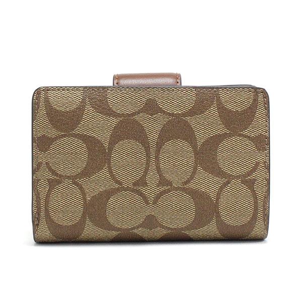 COACH（コーチ） 二つ折り財布 レディース カーキ/サドル2 C0082 IME74