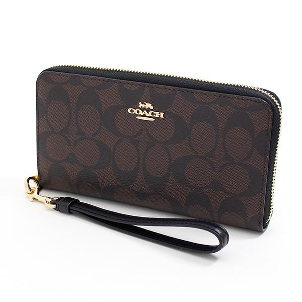 COACH（コーチ） ラウンドファスナー長財布 レディース ブラウン