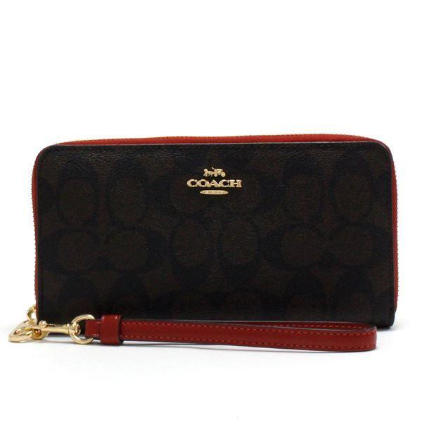 本体のみ　4452 コーチ　長財布　ブラウンシグネチャー×レッド Amazon | [COACH] OUTLET コーチ アウトレット 長財布(ラウンド