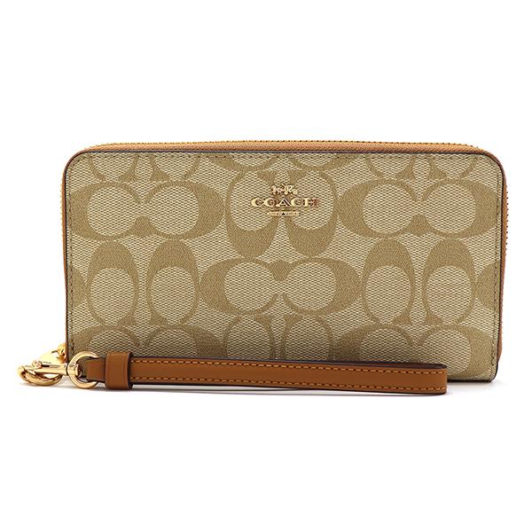 コーチ COACH 長財布 C4452 ブラウン ロング ジップ ストラップ付き COACH（コーチ） 長財布 レディース COACH Wallet ラウンドファスナー
