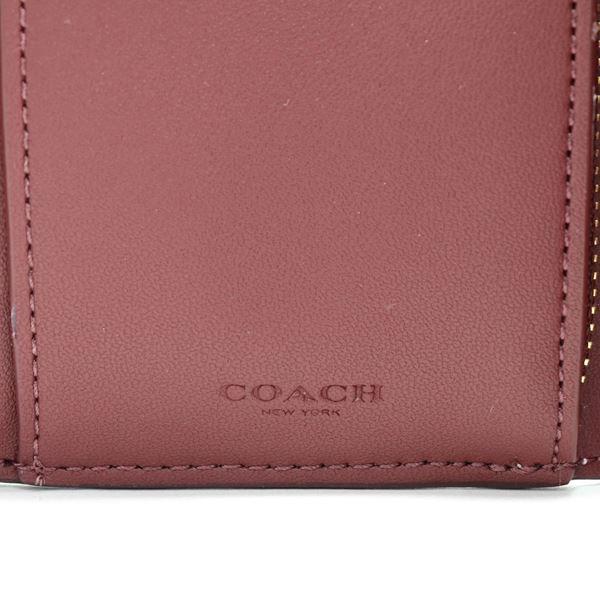 極美品✨️コーチ 二つ折り財布 フラップ シグネチャー PVC レザー 茶 ピンク COACH（コーチ） 2026新作 二つ折り財布 ミニ財布 カードケース