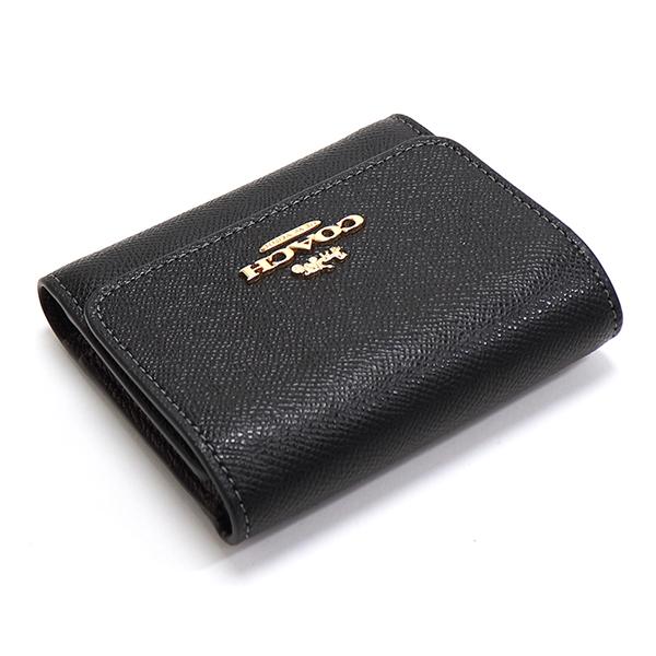COACHコーチブラックレザー三つ折り財布 COACH コーチ 三つ折り財布 レディース Wallet ブラック CF427