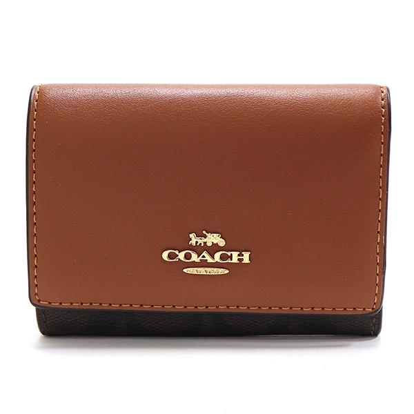 新品未使用 COACH 三つ折り財布 シグネチャー ミニ財布 ブラウン 人気 COACH（コーチ） 三つ折り財布 レディース コンパクト財布 ミニ財布