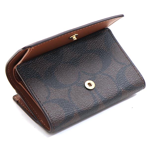 新品未使用☆COACHコーチ 折り財布 コンパクトミニ ブラウン シグネチャー COACH（コーチ） 三つ折り財布 レディース コンパクト財布 ミニ財布