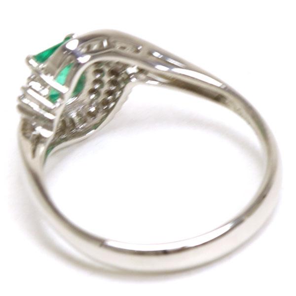 イギリスヴィンテージ 大粒エメラルドの指輪 silver レトロ プラチナ900 指輪 エメラルド 中古品 リング ジュエリー ユーズド