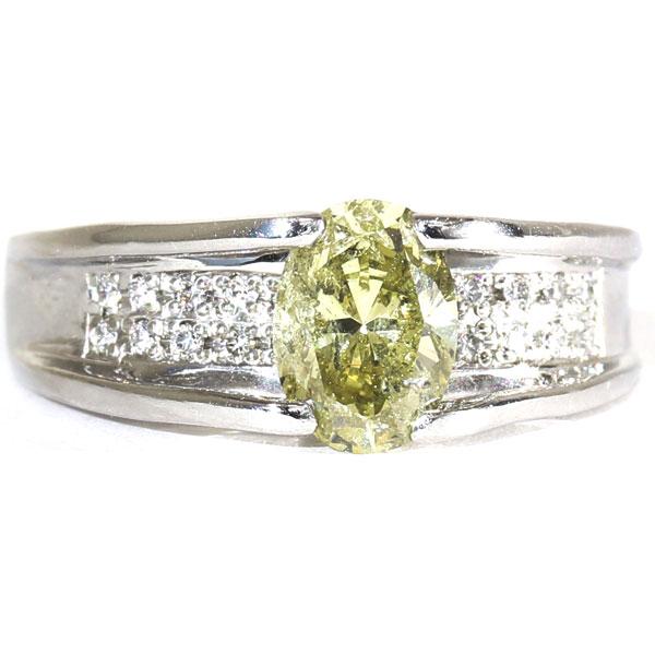 プラチナ900 リング イエローダイヤモンド 中古品 16号 ジュエリー