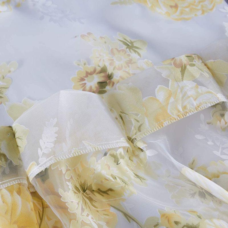 送料無料/新品】 Topfinel レースカーテン UVカット 遮熱 花柄 おしゃれ バラ 2枚組 イエロー 幅100ｘ丈178cm