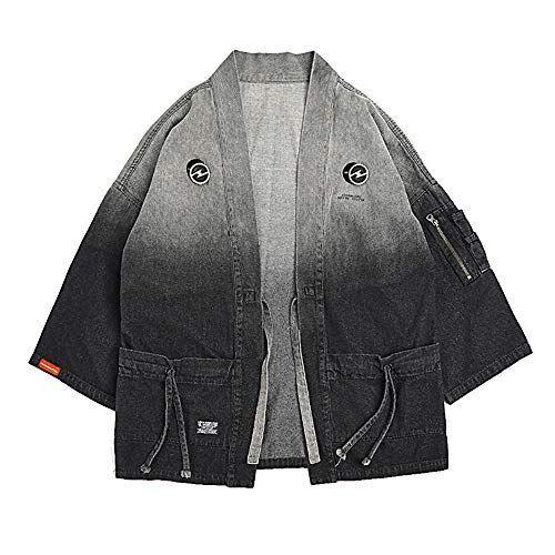 初回限定 グラデーション 羽織りジャケット デニム ビッグシルエット 7分丈 カーディガン メンズ 刺繍 カジュアル 着物 和式パーカー 羽織 ジャケ 人気満点 Www Technet 21 Org