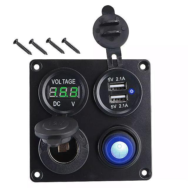 Mk市場デュアル Usb カーチャージャー スイッチ デジタル 電圧計 4 In 1 12v 4 2a シガレットライター 未使用