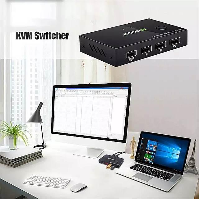 競売 USB KVM スイッチ ボックス の共有 スイッチ ャーセレクターで 2 4 アウト キーボード マウス プリンタモニター/DVR/ an -  www.el-services.fr