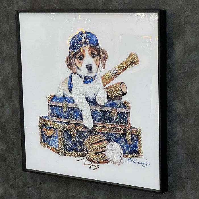 送料無料 クリスタルアートパネル オマージュアートパネル 犬 コー