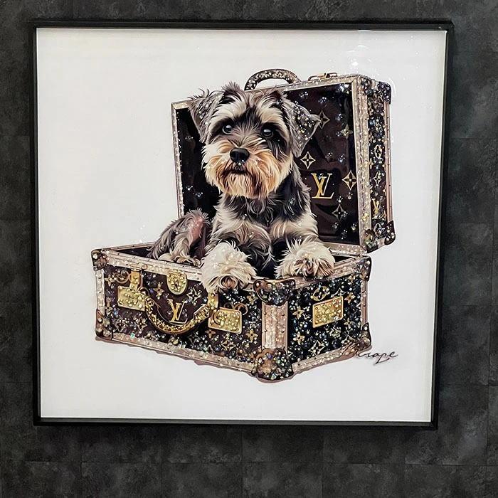 送料無料 クリスタルアートパネル オマージュアートパネル 犬