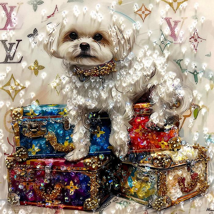 送料無料 クリスタルアートパネル オマージュアートパネル マルチーズ