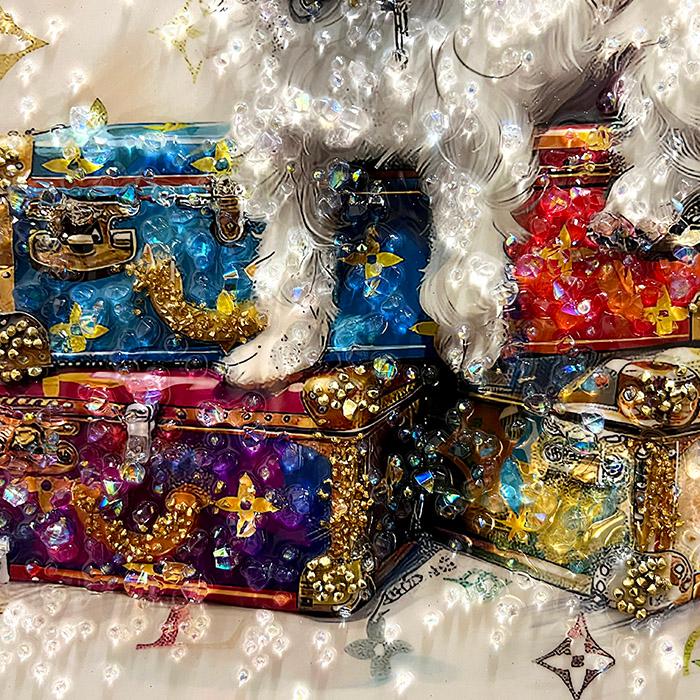 送料無料 クリスタルアートパネル オマージュアートパネル マルチーズ