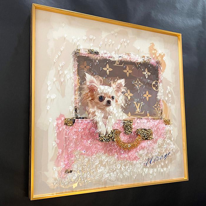 送料無料 クリスタルアートパネル オマージュアートパネル チワワ 犬