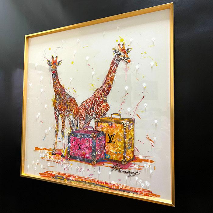 クリスタルオマージュアートパネル 送料無料 クリスタルアートパネル オマージュアートパネル キリン