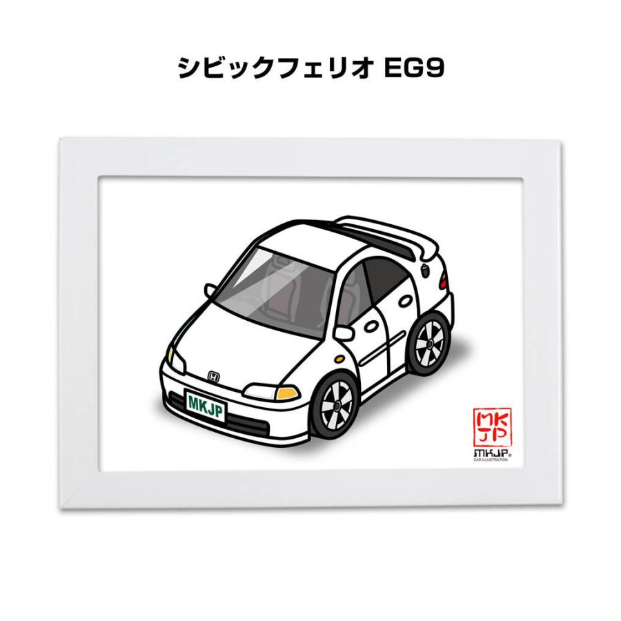 車の鉛筆画 木製フレーム付き MKJP イラストA5 フレーム付き ホンダ インサイト ZE4 ゆう