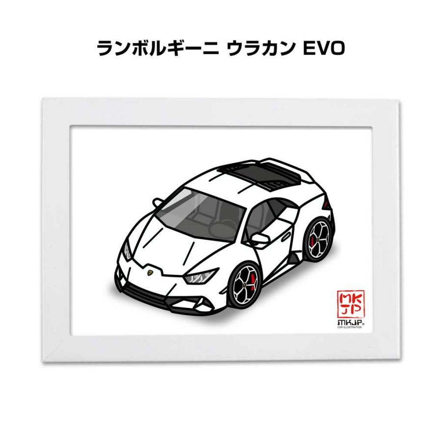 MKJP イラストA5 フレーム付き 外車 ランボルギーニ ウラカン EVO ゆう