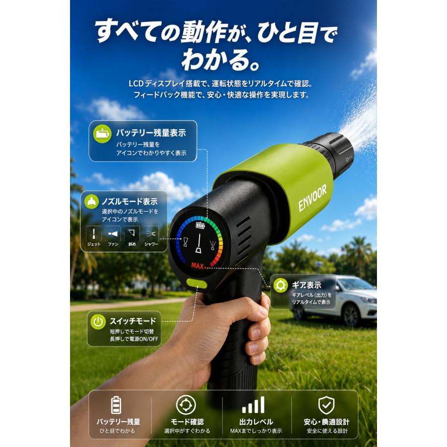 新品 送料無料 コードレス 高圧洗浄機 充電式 ENVOOR Pocket 2